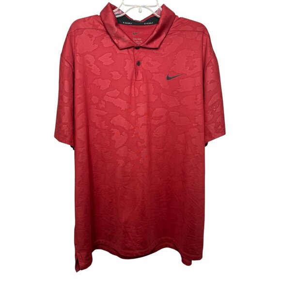 Nike Golf Dri-Fit Polo Shirt Men's XXL Red Camo Pattern Stretch‎ Performance - Picture 1 of 10